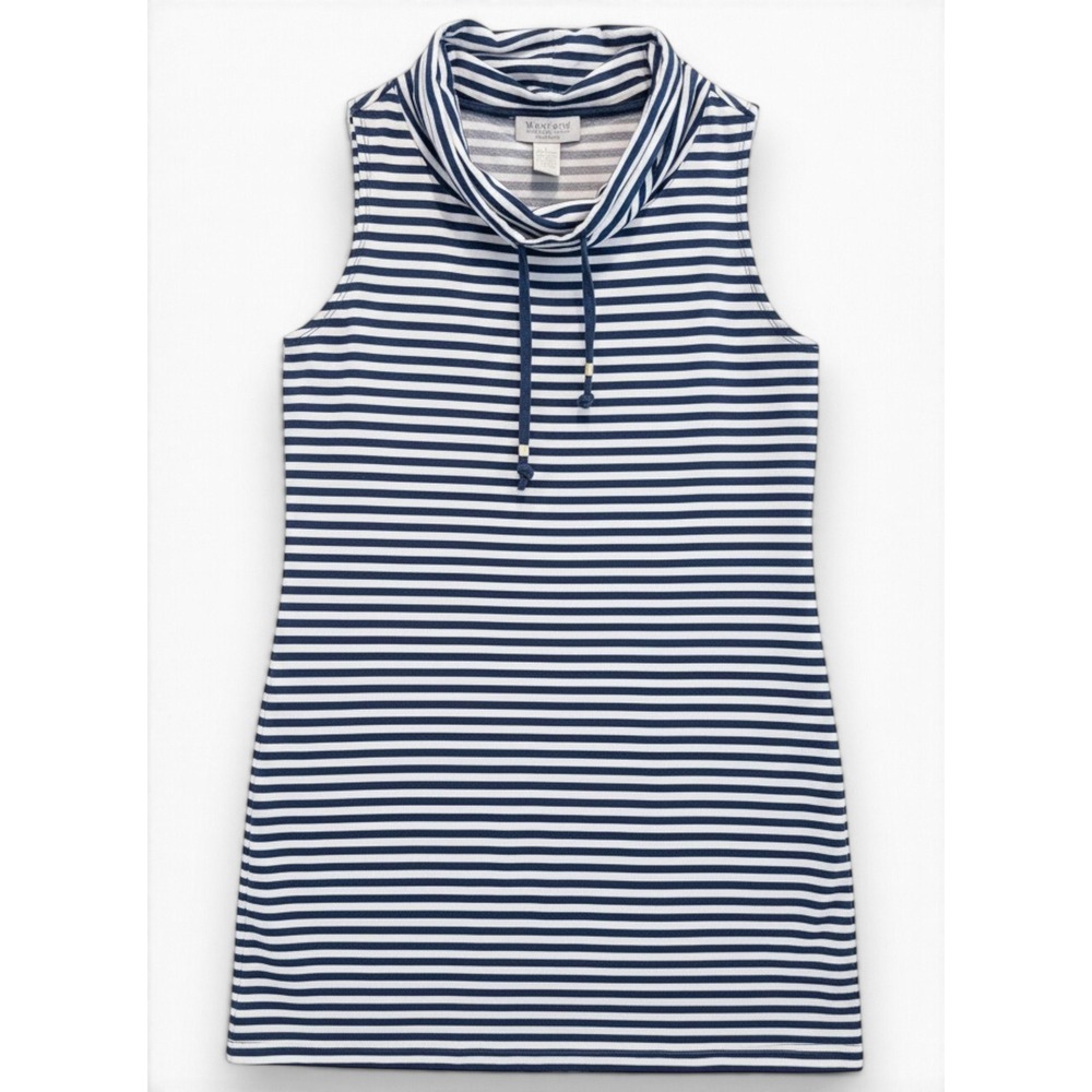 Weekend Andrea Jovine Striped Cowl Neck Dress Womens L Nautical Coastal Beachy